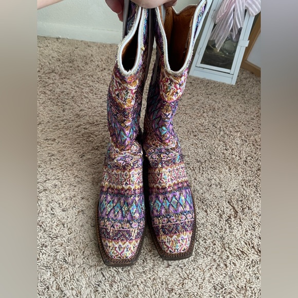 Tanner Mark TML37000 Purple Serape Square Toe Sequin Cowgirl Boot - Picture 9 of 12